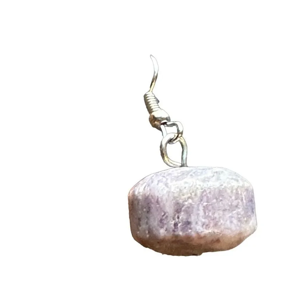 Amethyst multi raw stone with silver tone and black beads and matching earrings